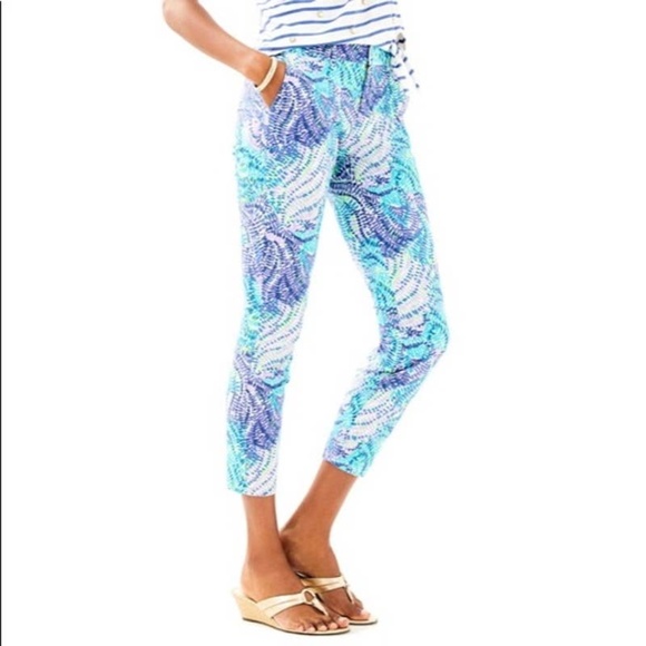 Lilly Pulitzer Pants - LILLY PULITZER Shana Stretch Crop Pant BLUE CURRANT FANTASEA 8 Purple Green